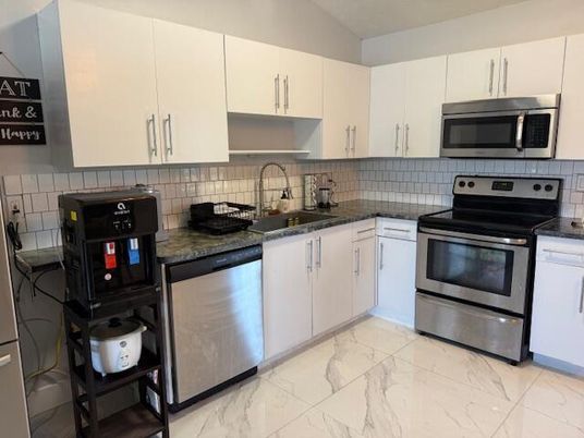 Interior, Kitchen, Marble, Stainless Steel Appliances