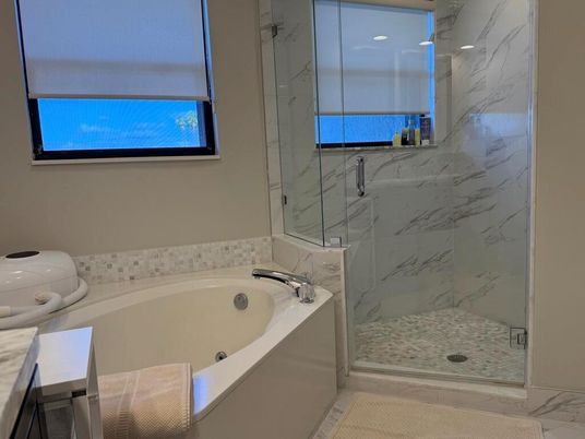Bathroom, Glass Shower, Interior, Marble Walls