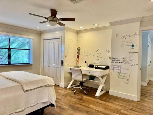 Home Office, Interior, Recessed Lighting, Wood Texture Flooring
