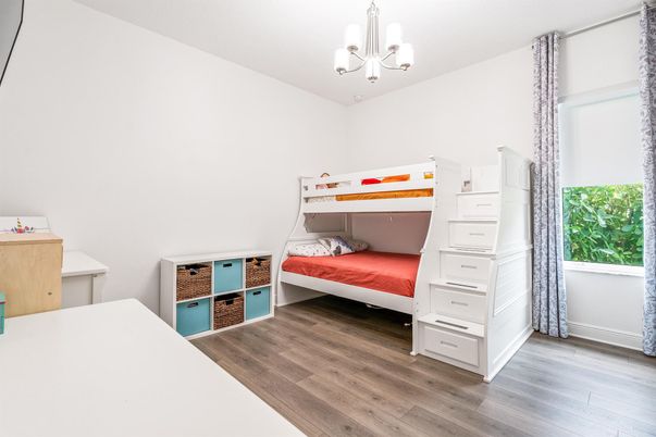Bedroom, Chandelier, Interior, Wood Texture Flooring