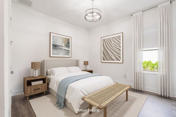 Bedroom, Interior, Pendant Lights, Wood Texture Flooring