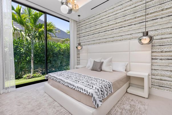Bedroom, Interior, Pendant Lights, Wooden Walls