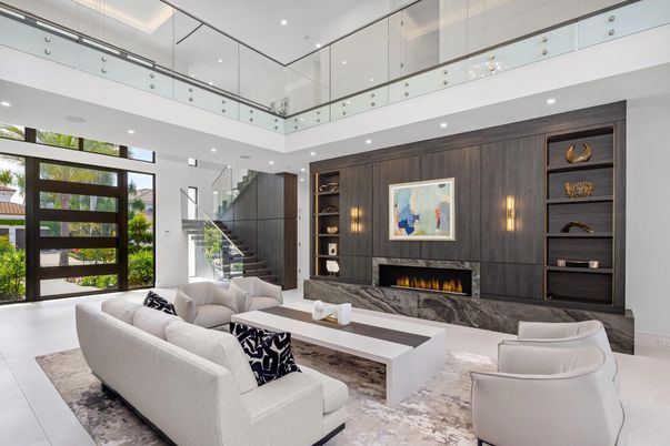 Fireplace, Interior, Living room, Recessed Lighting