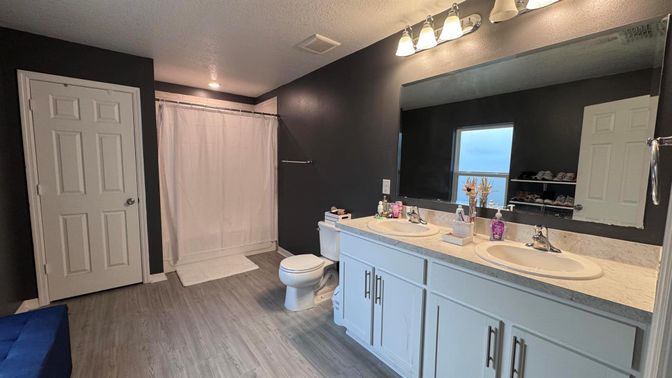 Bathroom, Dual Sink Vanities, Interior, Wood Texture Flooring