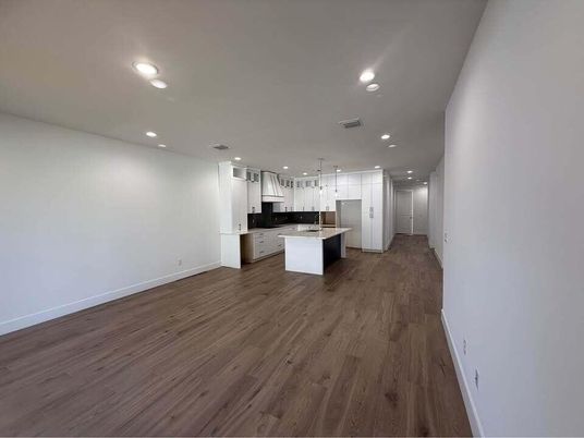 Interior, Kitchen, Pendant Lights, Recessed Lighting, Wood Texture Flooring