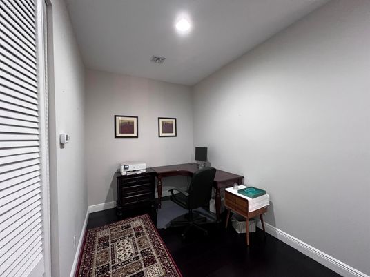 Home Office, Interior, Recessed Lighting, Wood Texture Flooring