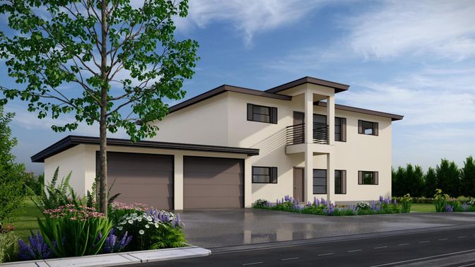 Attached, Exterior, Facade, Modern