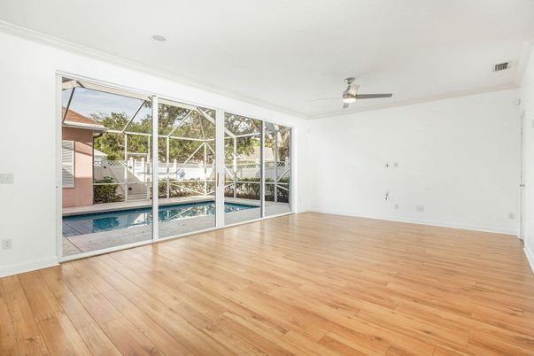 Empty room, Interior, Pool, Wood Texture Flooring