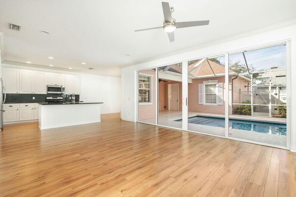 Interior, Kitchen, Recessed Lighting, Wood Texture Flooring