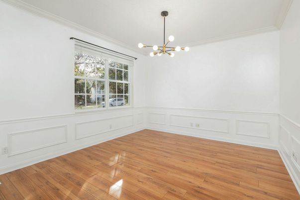 Empty room, Interior, Pendant Lights, Wood Texture Flooring