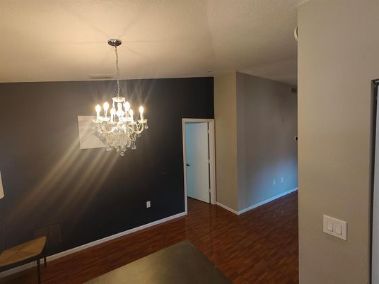 Chandelier, Empty room, Interior, Wood Texture Flooring