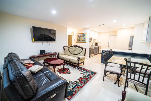 Dining room, Interior, Kitchen, Living room, Recessed Lighting