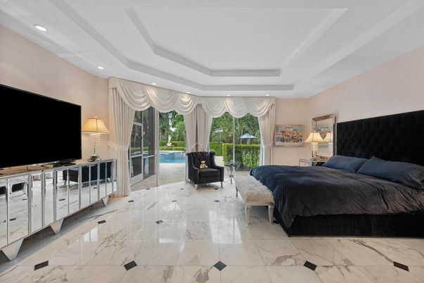 Bedroom, Interior, Marble, Recessed Lighting