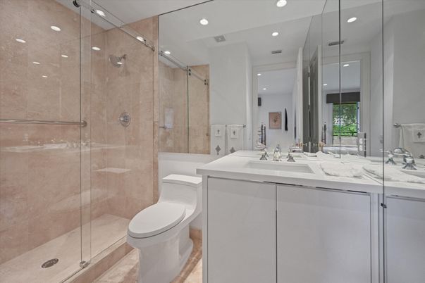 Bathroom, Glass Shower, Interior, Recessed Lighting
