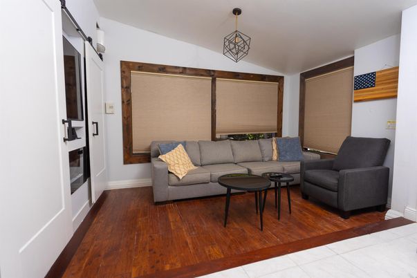 Interior, Living room, Pendant Lights, Wood Texture Flooring