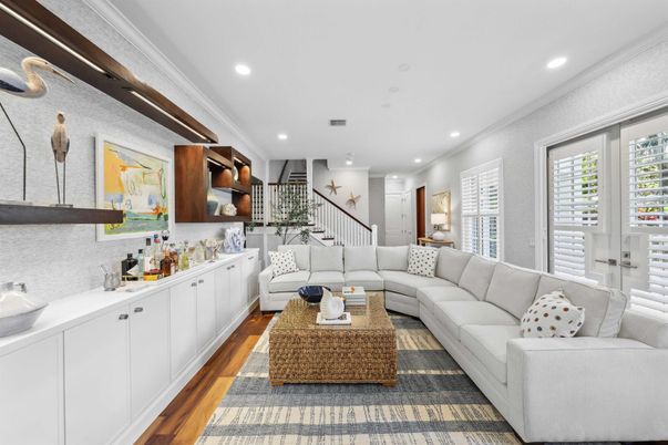 Interior, Living room, Recessed Lighting, Wood Texture Flooring