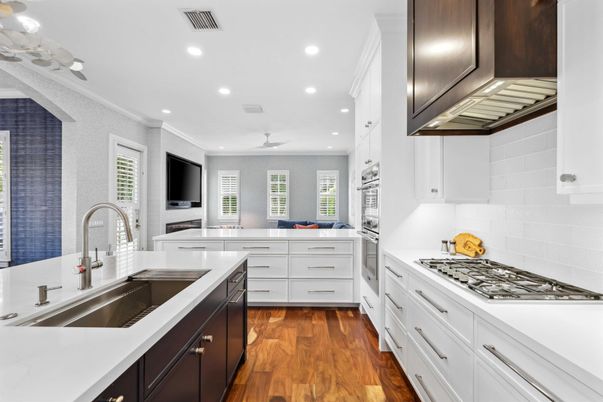 Interior, Kitchen, Recessed Lighting, Wood Texture Flooring