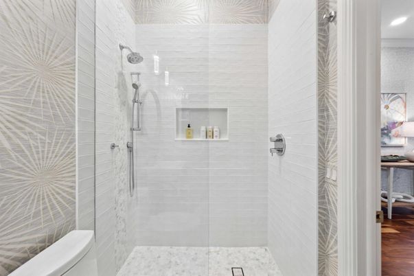 Bathroom, Glass Shower, Interior, Recessed Lighting