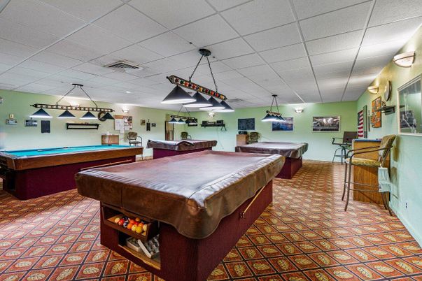 Billiard Table, Game Room, Interior, Pendant Lights