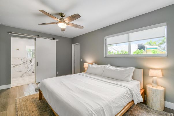 Bedroom, Interior, Marble Walls, Wood Texture Flooring