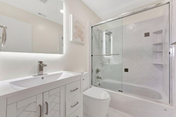 Bathroom, Glass Shower, Interior, Recessed Lighting