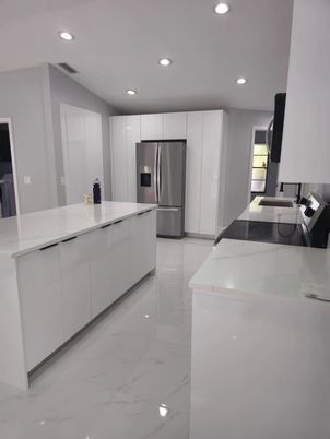 Interior, Kitchen, Marble, Recessed Lighting, Stainless Steel Appliances