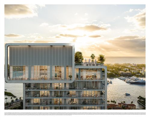 Exterior, Facade, Water, Highrise