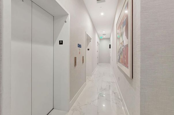 Elevator, Interior, Marble, Recessed Lighting