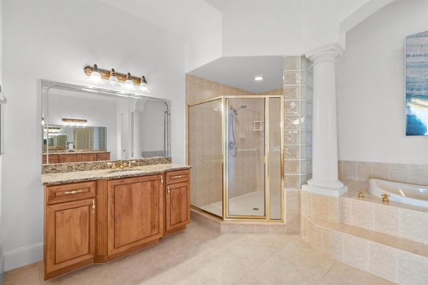 Bathroom, Glass Shower, Interior, Recessed Lighting