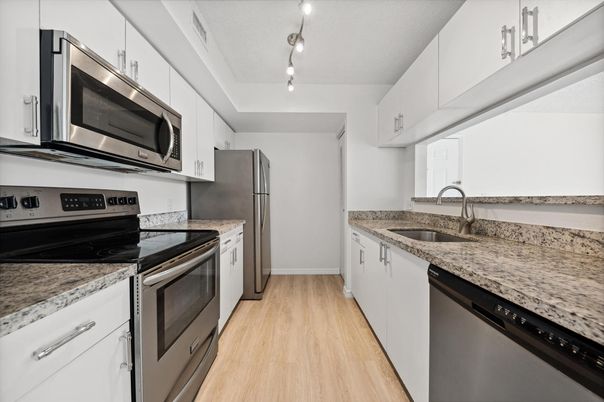 Interior, Kitchen, Stainless Steel Appliances, Wood Texture Flooring