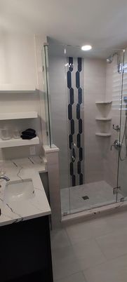 Bathroom, Glass Shower, Interior, Recessed Lighting
