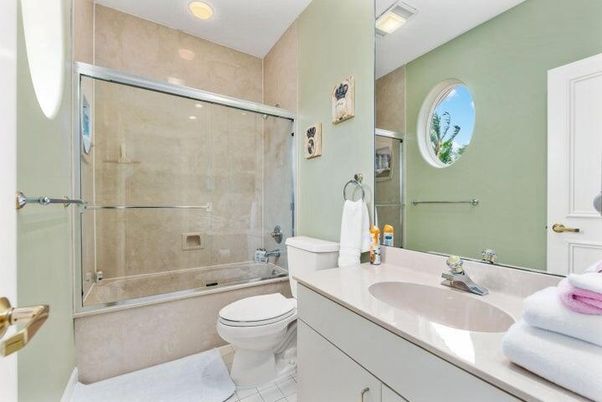Bathroom, Glass Shower, Interior, Recessed Lighting
