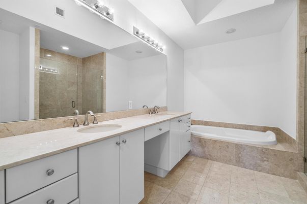 Bathroom, Dual Sink Vanities, Glass Shower, Interior, Recessed Lighting