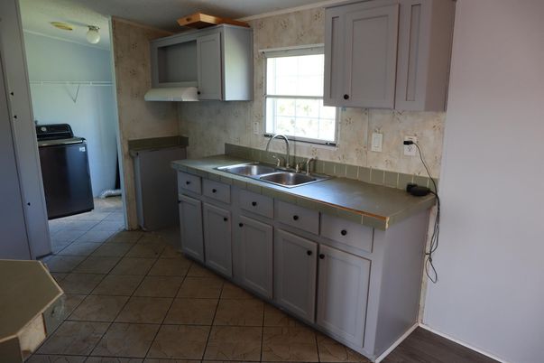 Interior, Kitchen, Tile Countertops, Washer