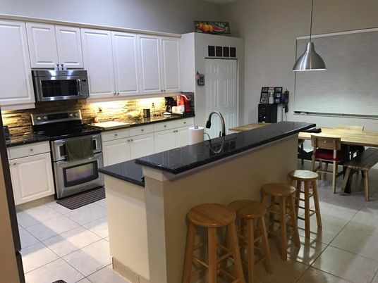 Dining room, Interior, Kitchen, Pendant Lights, Stainless Steel Appliances