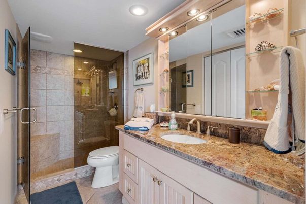 Bathroom, Glass Shower, Interior, Recessed Lighting