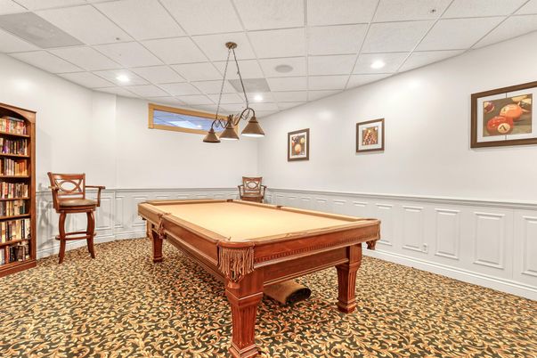 Billiard Table, Game Room, Interior, Pendant Lights, Recessed Lighting