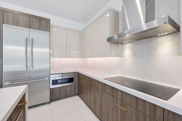 Interior, Kitchen, Marble Walls, Stainless Steel Appliances