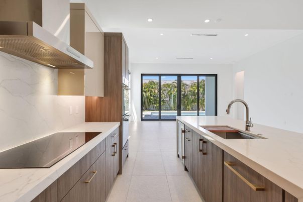 Interior, Kitchen, Marble Walls, Recessed Lighting