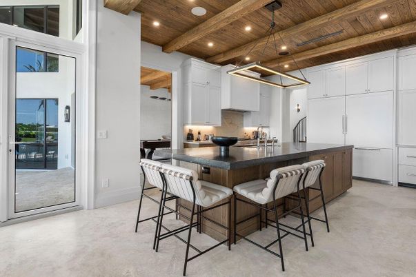 Interior, Kitchen, Pendant Lights, Recessed Lighting, Wooden Beams, Wooden Ceilings
