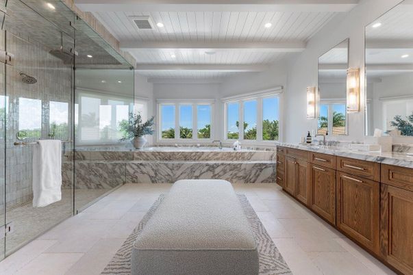 Bathroom, Dual Sink Vanities, Glass Shower, Interior, Recessed Lighting
