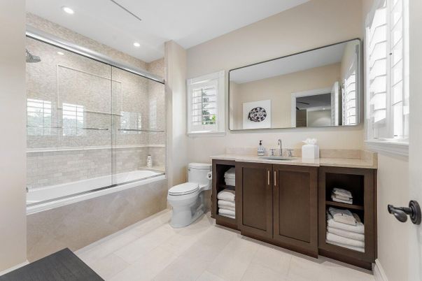 Bathroom, Glass Shower, Interior, Recessed Lighting