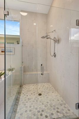 Bathroom, Glass Shower, Interior, Marble Walls