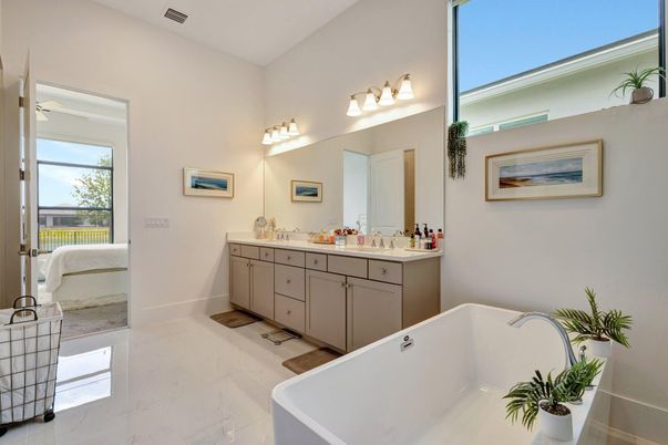 Bathroom, Dual Sink Vanities, Free Standing Baths, Interior, Marble
