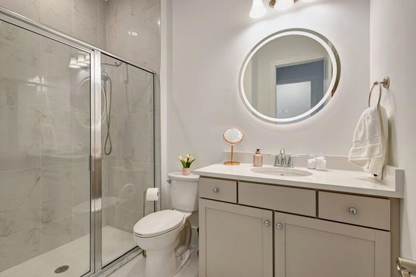Bathroom, Glass Shower, Interior, Marble Walls
