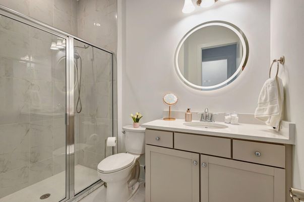 Bathroom, Glass Shower, Interior, Marble Walls