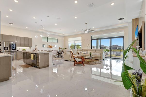 Interior, Kitchen, Living room, Marble, Pendant Lights, Recessed Lighting, Stainless Steel Appliances