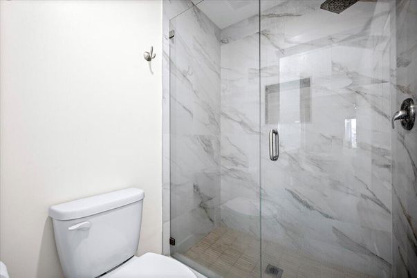 Bathroom, Glass Shower, Interior, Marble Walls