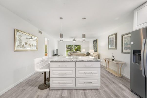 Interior, Kitchen, Pendant Lights, Wood Texture Flooring