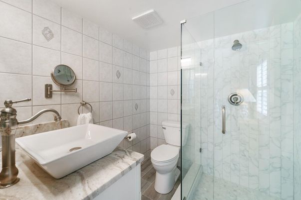 Bathroom, Glass Shower, Interior, Marble Walls